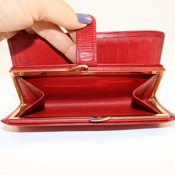 Louis Vuitton Epi Leather Red Long Wallet with Kiss Lock Coin Purse - M19919 - Picture 9 of 9